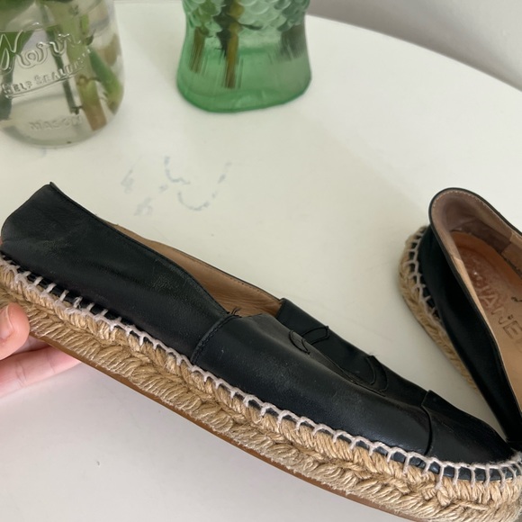 Chanel Black Leather Espadrilles - Picture 5 of 9